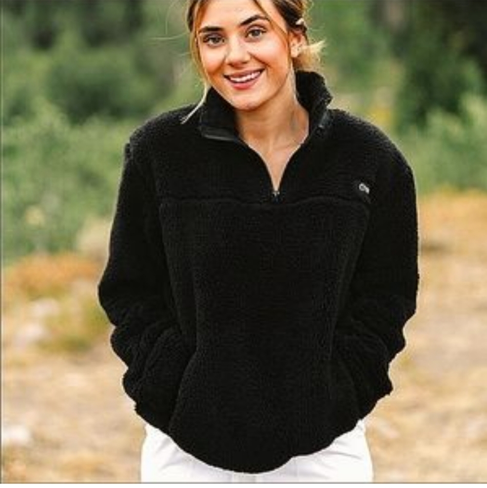 Zyia Active Black Sherpa Teddy ¼ Zip Pullover Size Small - Picture 1 of 7